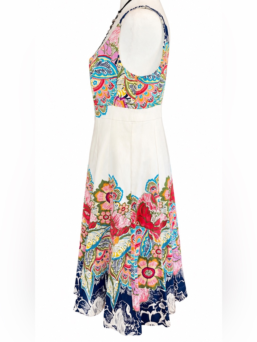 Nine West Floral Border Print Empire Waist Cotton Sundress 12 - Picture 5 of 11